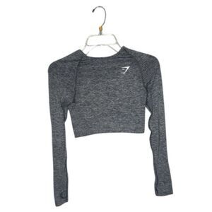 Gymshark Women’s Cropped Grey Seamless Long Sleeve Workout Top. Size Small.